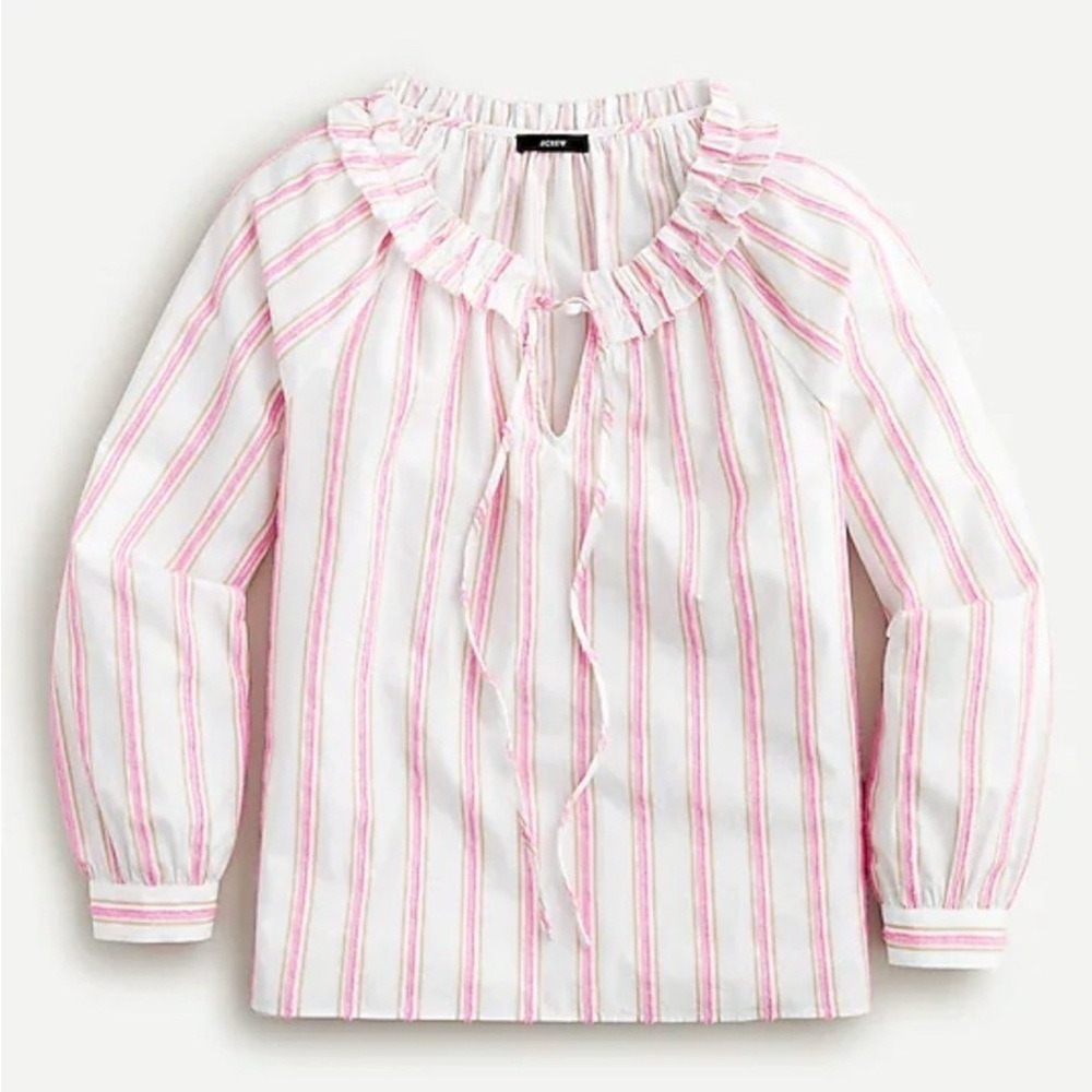 J. Crew Women’s Tie Front Ruffle Neckline Toe Front Pullover